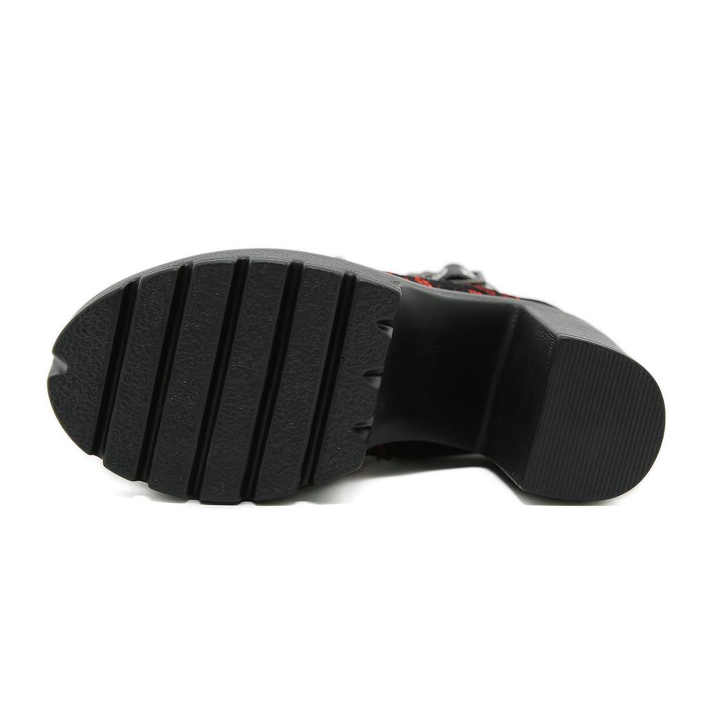 Gdgydh Gothic Vintage Lace Red High Heel Ankle Boots with Platform Sole Ankle Strap Women Boots for Dressy Occasions