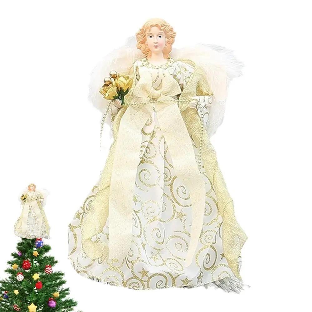 Плюшевые Крылья Верхушка для Рождественской Елки 2024 Ангел Ангел Звезда Верхушка для Елки Украшения Двор Кафе Дом