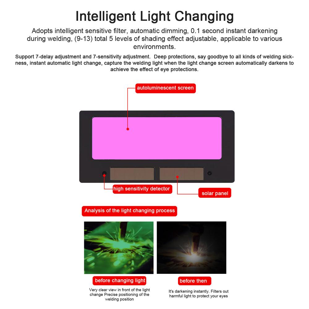 Automatic Dimming PC Welding Facemask Large View True Color Welding Facemask 130 Celsius  High Temperature