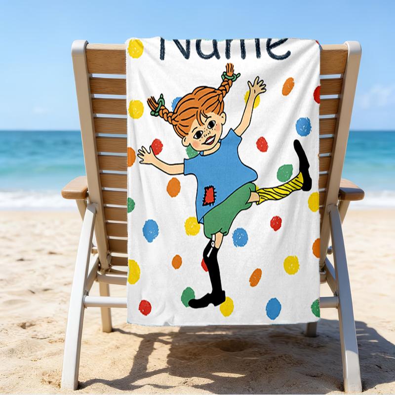 Custom Name Ultrasoft Beach Towel With Pippi Themeideal For Pool Camping Diving Perfect Travel Essential Vibrant Beach Towel