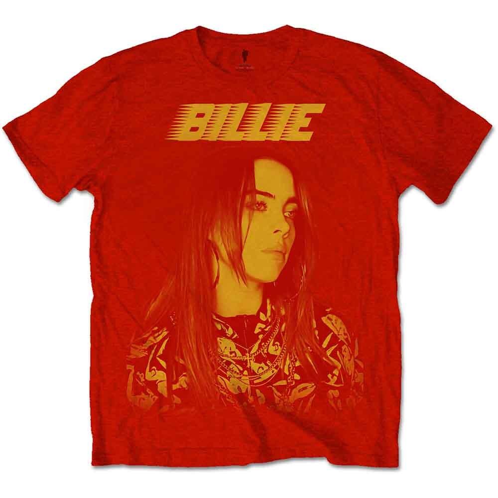 Футболка oversize с логотипом гонщика Billie Eilish Красная Новая Унисекс Футболка