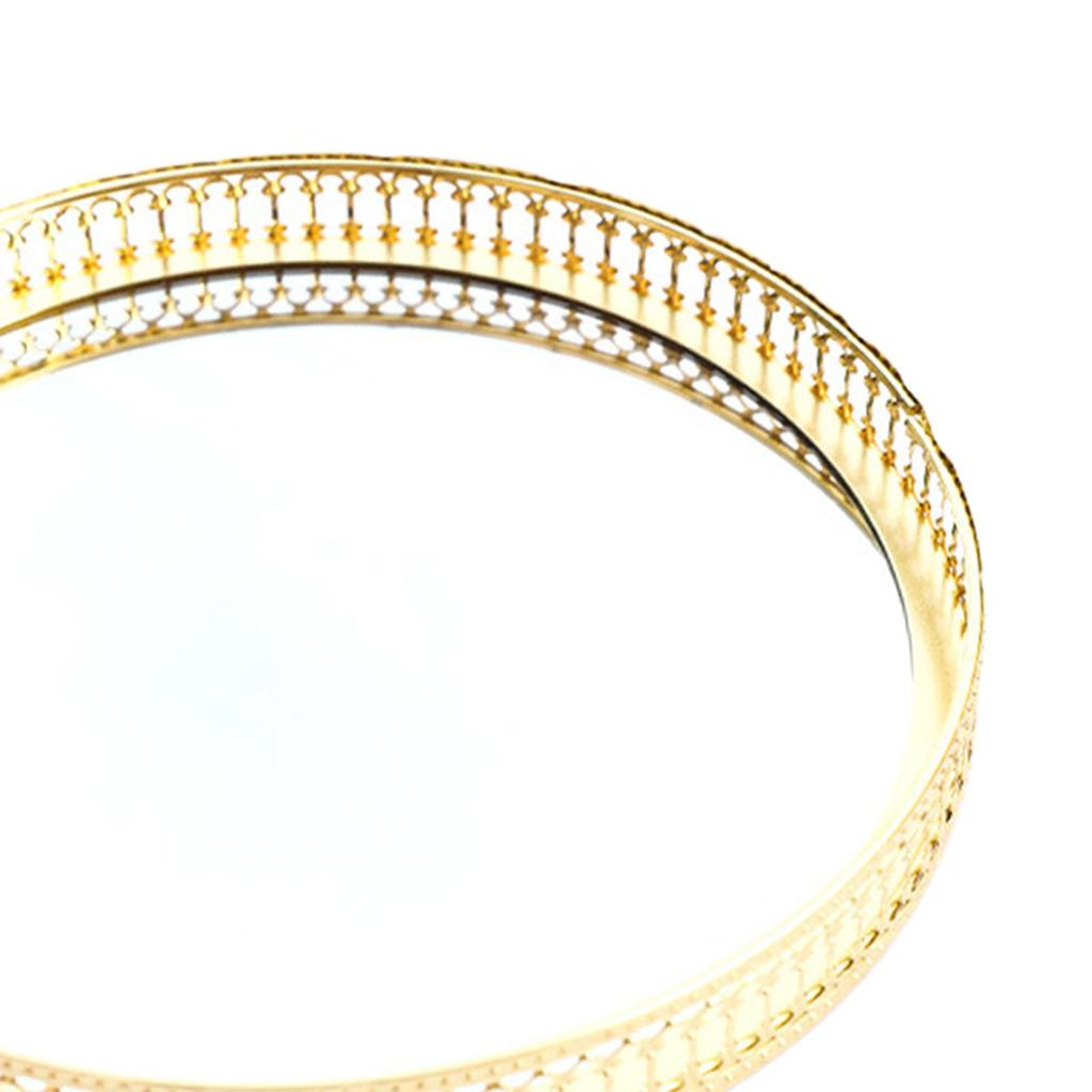 Золотой Металлический Зеркальный Поднос Основа Парфюмерия Ювелирные Изделия Макияж Декоративный Туалетный Поднос