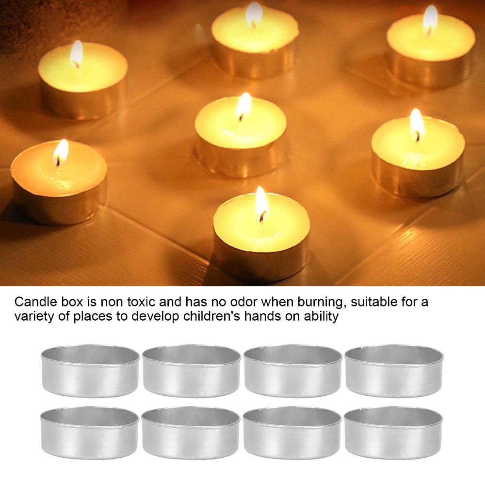 50 Pcs Sliver Tea Light Cups 1.37 X 1.37 X 0.55 in DIY Candle Making Bases  for Crafts