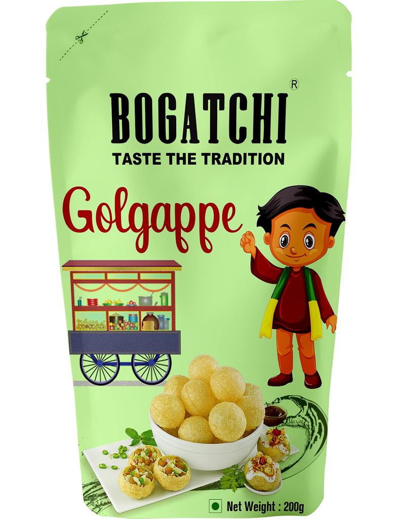 BOGATCHI Pani puri packet ready to eat - Fry or Bake in Microwave | instant pani puri pellets | Golgappe Packet Readymade | pani poori | Pani Puri