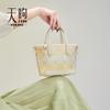 Genuine Leather Handbag, Cowhide Crossbody Bag, Tote Bag with Song Jin Embroidery