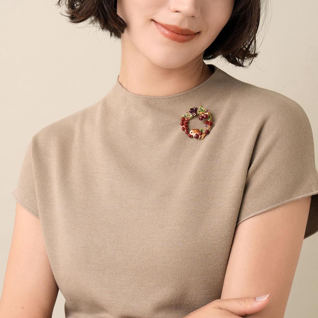 Брошь-венок в виде ёжика с ягодами VBRV4662 R2 [Vendome Boutique] &