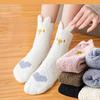 Women's Coral Fleece Cartoon Rabbit Ear Socks Mid-tube Socks Extra Thick Warm Floor Socks Home Sleep Socks