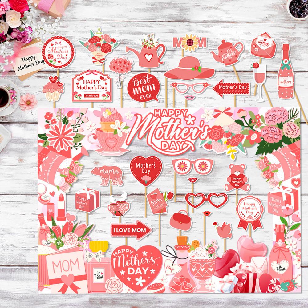 31 шт. Набор реквизита для фотобудки на День матери, смешные, разноцветные, креативные, «Самая лучшая мама на свете», знаки для селфи, для семейного сбора