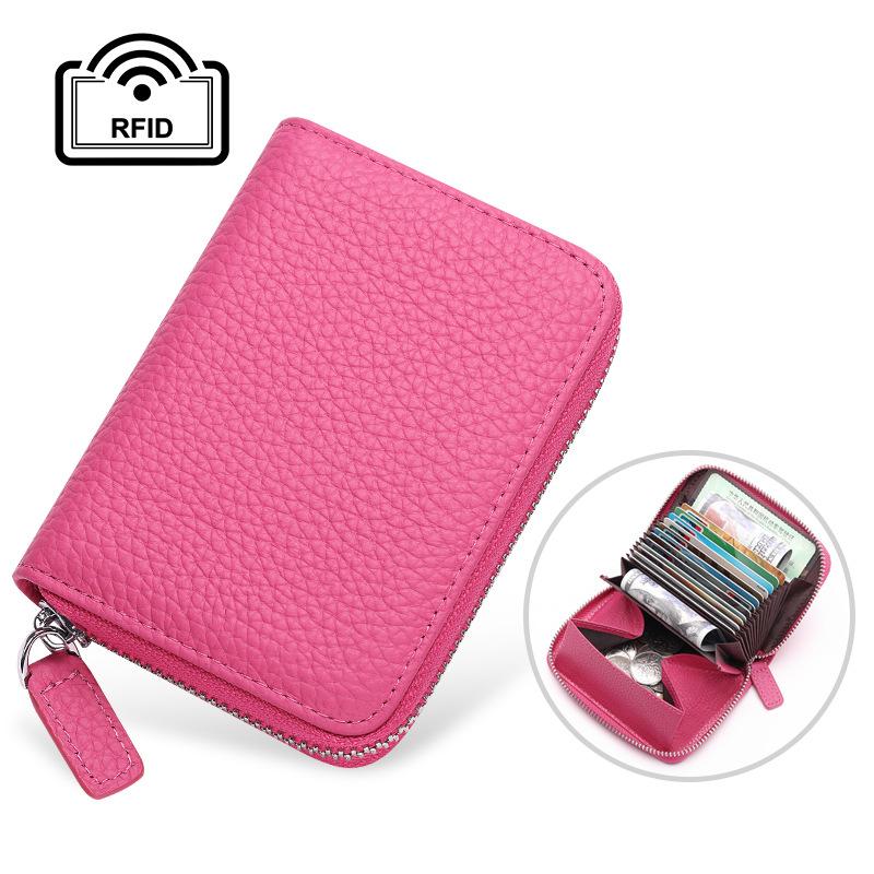 Rfid Card Holder 100% Genuine Leather Business Card Wallet Organ Card Bag Female Bag Japanese