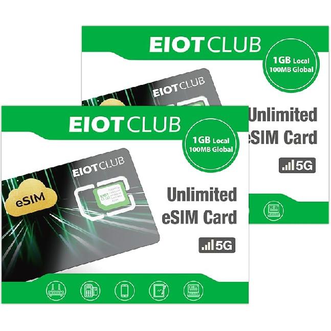 ESIM-карта EIOTCLUB, Физическая eSIM-карта с безлимитным трафиком, 5G Travel eSIM для США/Европы/200+ стран мира, Совместима с разблокированными телефонами