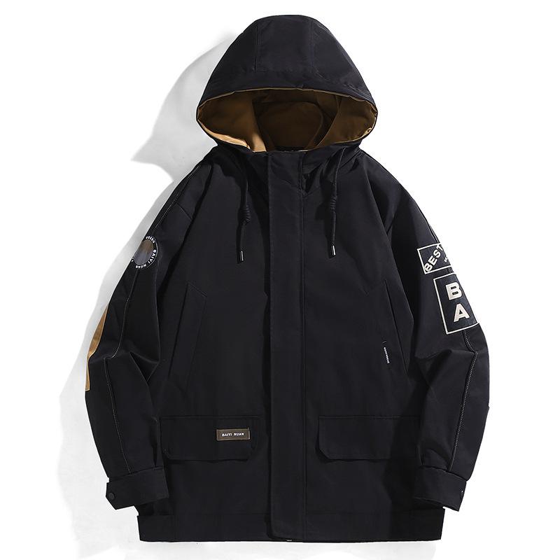 Men's Plus Size Spring and Autumn Casual Windbreaker Hooded Coat Loose Extra Large Fat Work Jacket 4XL-10XL