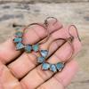 Грубые серьги с аквамарином, медные серьги, изготовленные методом гальванопластики, серьги с драгоценными камнями, ювелирные изделия, серьги ручной работы, подарок для женщин, медные украшения