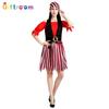 Halloween Game Uniform Adult Women Red Black Shoulders Pirate Performance Costume Caribbean Fashion Pirate Suit