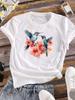 (Asian Size) Women Tee Clothing Butterfly Floral Trend  Casual Printing Top Graphic T-shirts Short Sleeve T Shirt Fashion Printed Lady Female