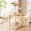 Space-Saving Solid Wood Cat Tree with Cozy Bed and Scratching Post