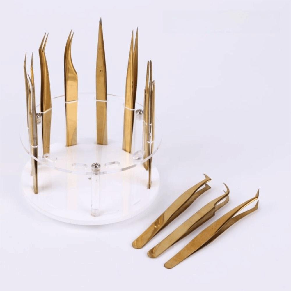 360° Rotate Lash Tweezers Stand Acrylic Material Tweezer Storage Box Professional Makeup