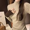Designed Contrasting Half-high Collar Long-sleeved Sweater for Women In Autumn and Winter New Style Slimming and Temperament Inner Layering Top