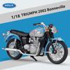 Welly 1/18 Triumph Bonneville 2002 Сплав Дорожный Спортивный Мотоцикл Модель Литье под Давлением Металл Уличный Мотоцикл Модель Симуляция Подарок для Детей