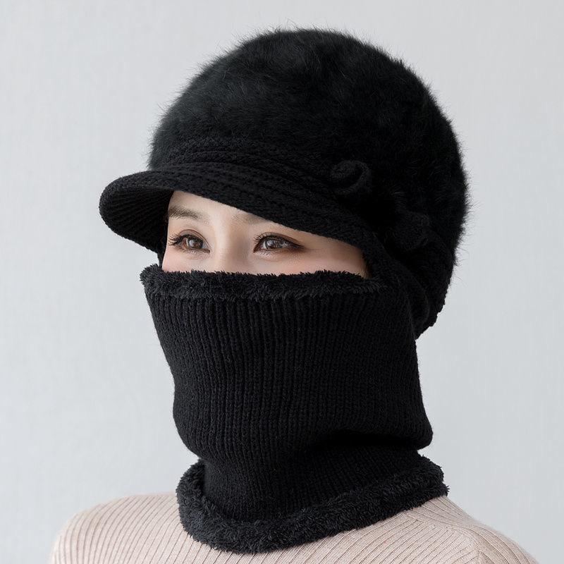 Новая осенне-зимняя вязаная шапка для мам, утолщенная и бархатная теплая хлопковая шапка с шарфом