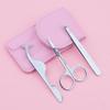 Многофункциональный инструмент для обрезки бровей цвета металлик, 3 предмета, бигуди для ресниц, пинцет, ножницы, доступны разные цвета