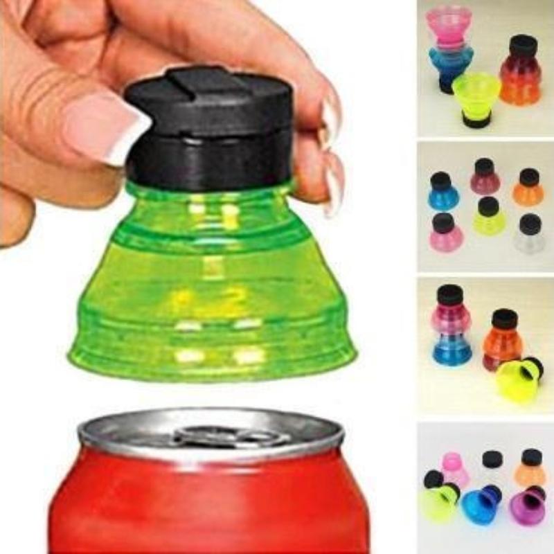 5pcs Creative Can Convert Soda Savers Toppers Reusable Bottle Cap Drink Lids Opener Resealable Tops Random Color