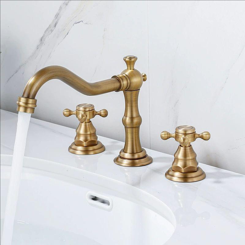 Gold Solid Brass Bathroom Basin Faucet Mixer Taps Antique Black Kitchen Sink Faucet Dual Handles 3 Holes Bathtub Faucet