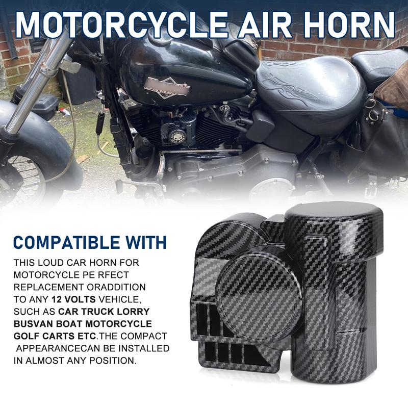 Carbon fiber pattern Air Horn12V 150db Loud Horn Electric Snail Horn Waterproof Horns Siren for Car Motorcycle Truck SUV Boat