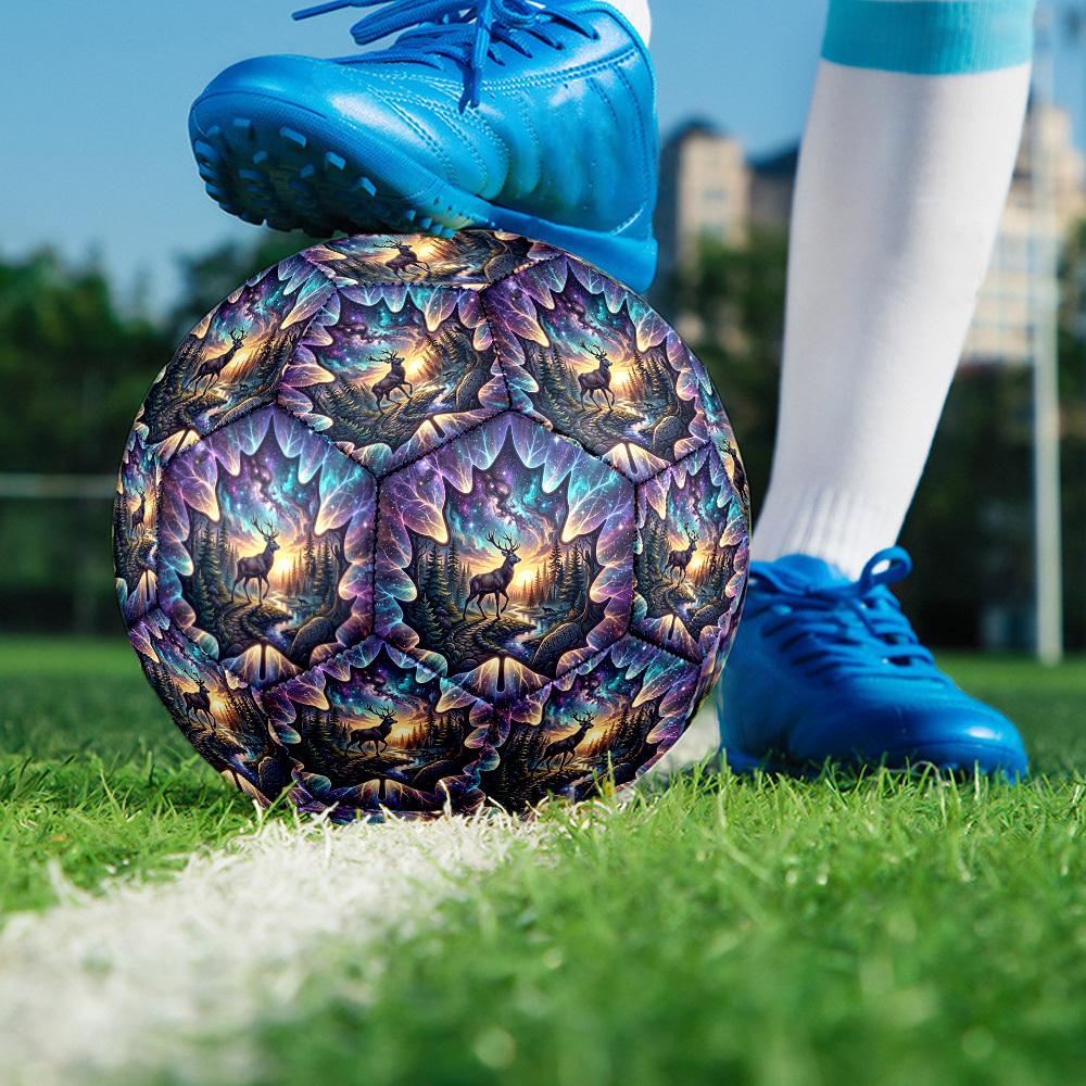 1pc Galactic Forest Journey Theme Soccer Ball Football, Size 5, Lightweight PVC, Durable Outdoor Training Soccer Ball, Gift m61483
