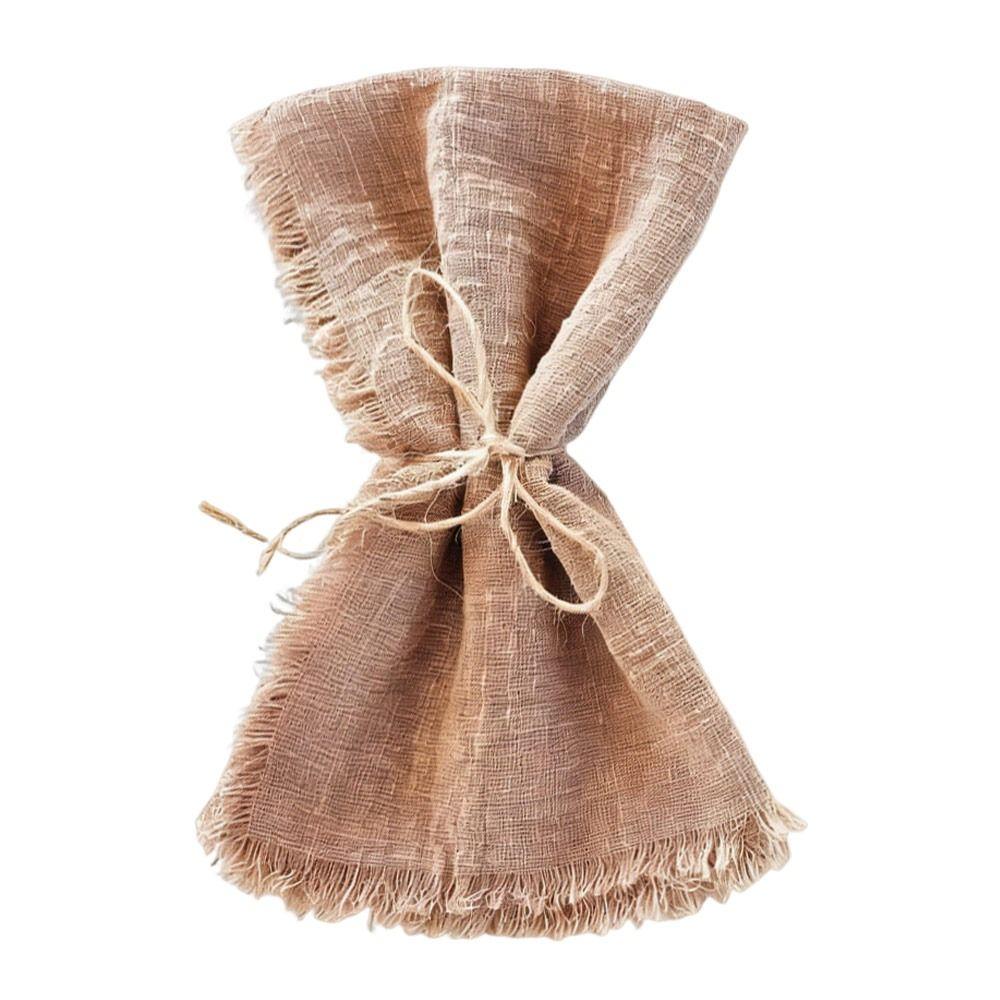 6pcs 42x42cm Cotton Napkins Reusable Fringed Napkins New Year Cloth Napkins  Kitchen Use