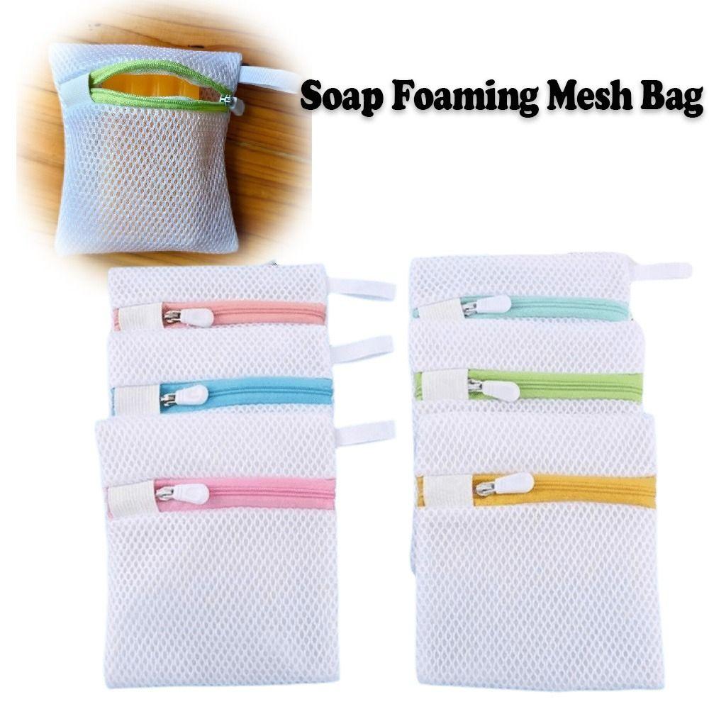 1Pc Bath Foaming Mesh Laundry Bag Square Clothing Storage Bag New Soap Bag  Bath Body Washing