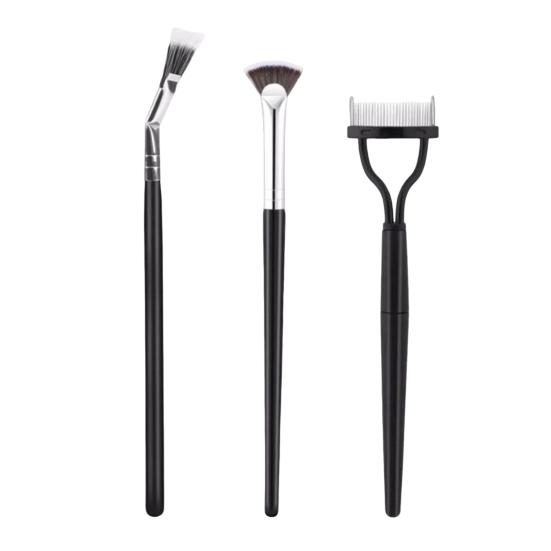 3Pcs/Set Eyelash Brush Comb Ergonomic Angle Scalloped Lashes Brush Separator Tool Portable Women Girls Eyelash Definer Mascara Applicator Brush