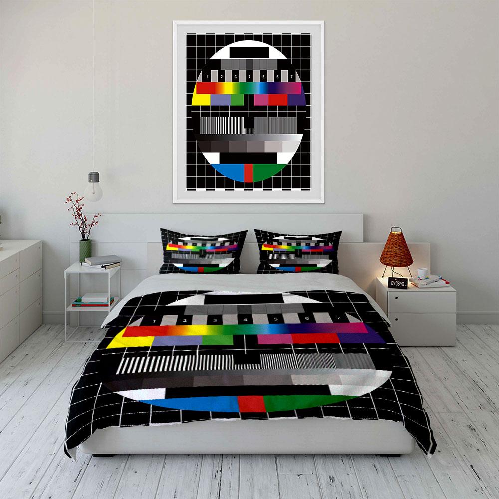 Colorful TV Test Pattern Bedding Duvet Cover Set Duvet Cover Pillowcases (1*Duvet Cover 2*Pillowcases, without duvet insert)