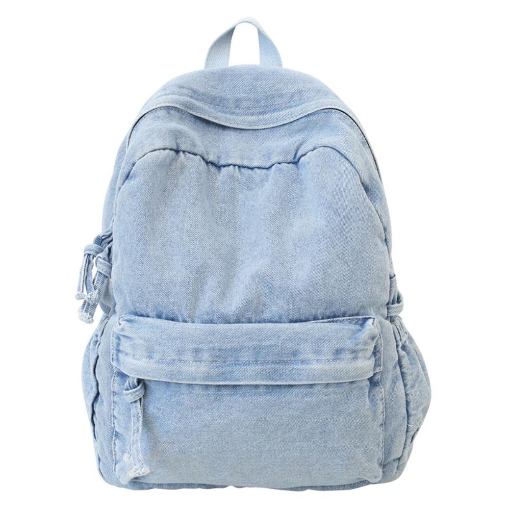 Japanese Style Denim Backpack Street Style Solid Crossbody Bag Portable Vintage Handbag Travel
