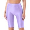 Womens Glossy High Waist Shorts Elastic Waistband Short Leggings Swimwear Workout Sports Bottoms