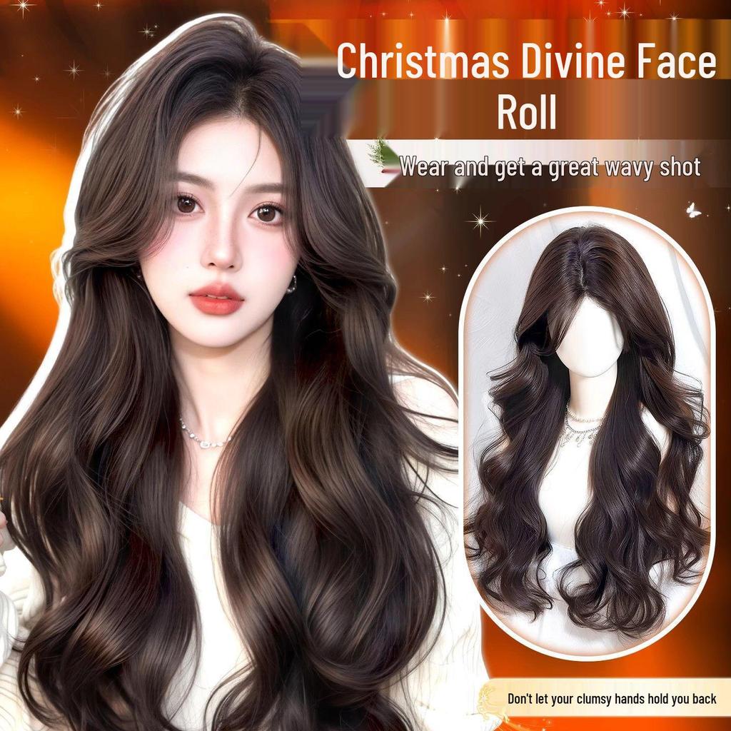 Women's Full Head Cover Wig - Middle Part, Voluminous Big Waves, Long Curly Style