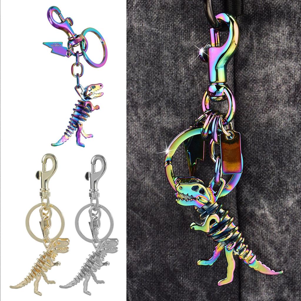 Colorful Alloy Dinosaur Bone Keyring Eye Catching Metal Keychain Accessory Fashionable Bag Charm Ornament for Students