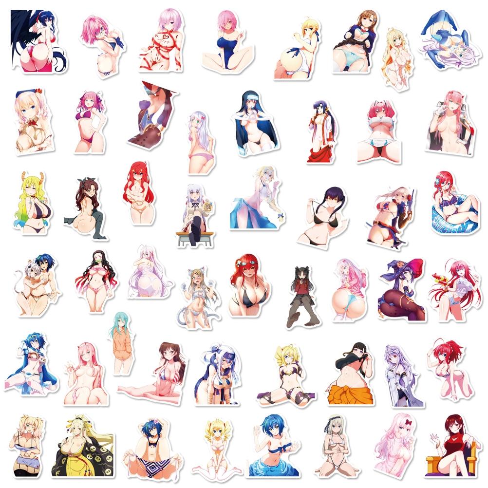 50Pcs Anime Girl Stickers Waterproof Stickers for Laptop Phone Water Bottle Computer Luggage Helmet
