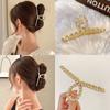 New hairClip For Women Simple Metal Rhie Pearl Geometric Claw Elegant Fashion Girl Headwear Hair Accessories