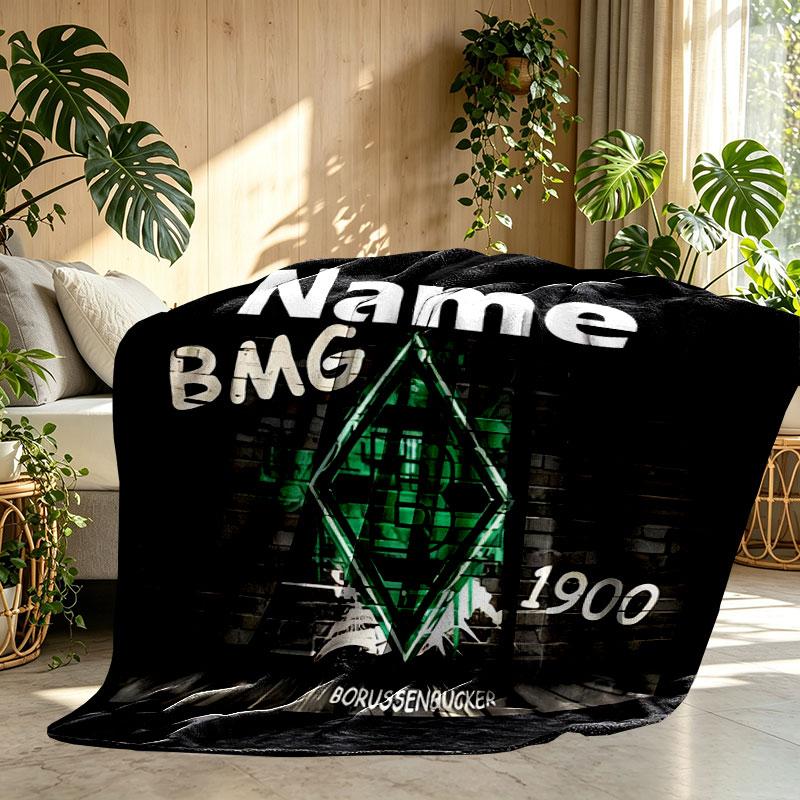 Custom Name Personalized Borussia Monchengladbach Print Blanket, Home Decor, Bedroom, Sofa, Camping, Couch, Gifts for Birthday Christmas