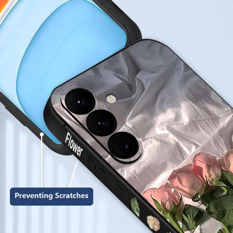Чехол с масляной живописью и розами для Samsung Galaxy S24 S25 FE S25 S23 S22 Ultra A17 A56 A16 A55 A25 A15 A36 A54 5G с ремешком, мягкая накладка