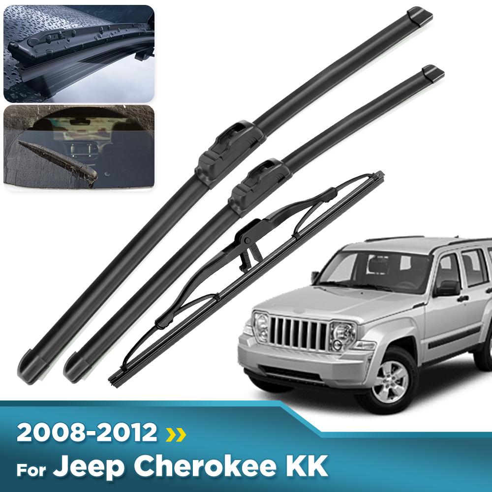 For Jeep Cherokee KK 2008-2012 2009 2010 2011 Wiper Front & Rear Wiper Blades Windshield Windscreen Window Brushes 19"+19"+11