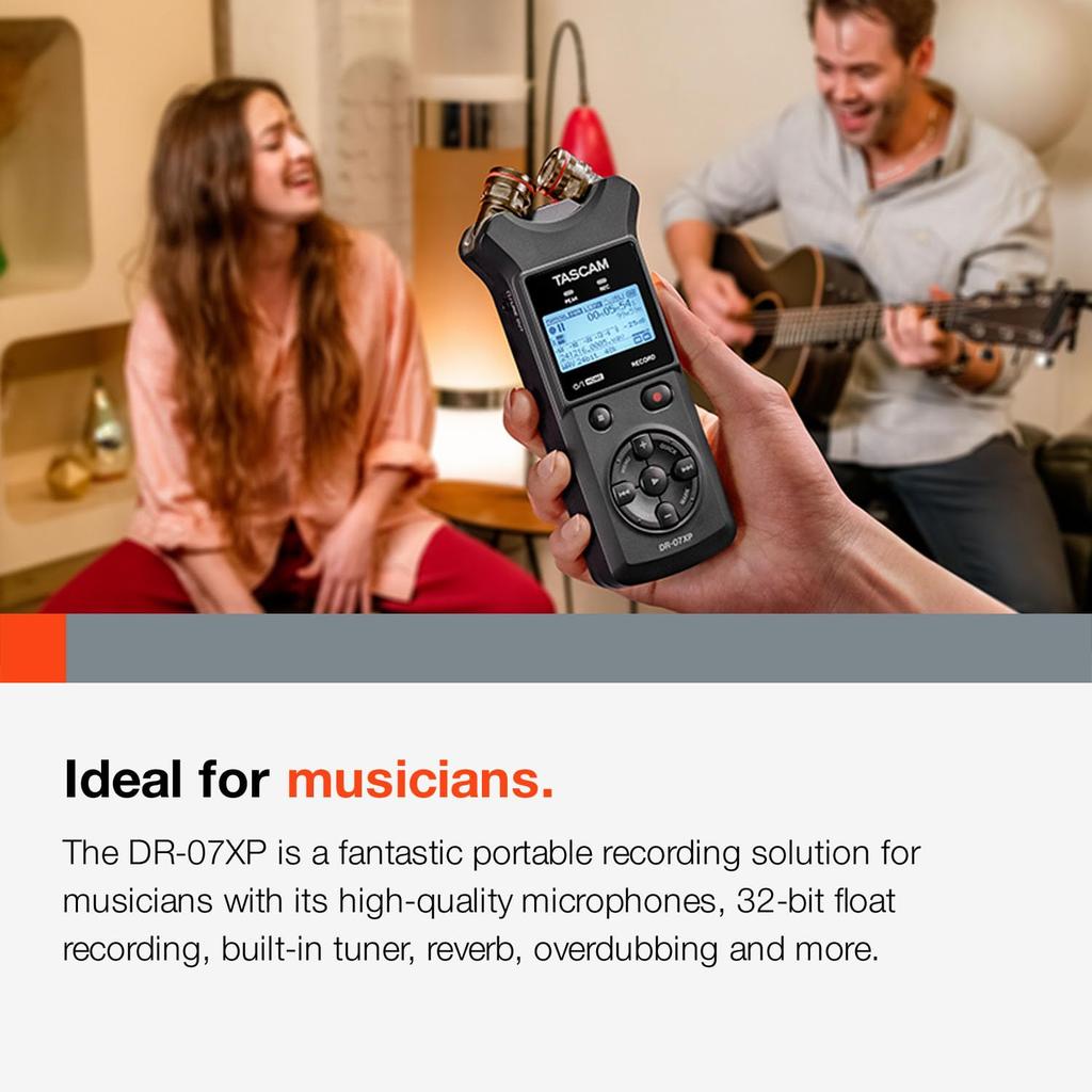 TASCAM Портативный стерео рекордер DR-07XP 32-бит с поддержкой записи с плавающей точкой
