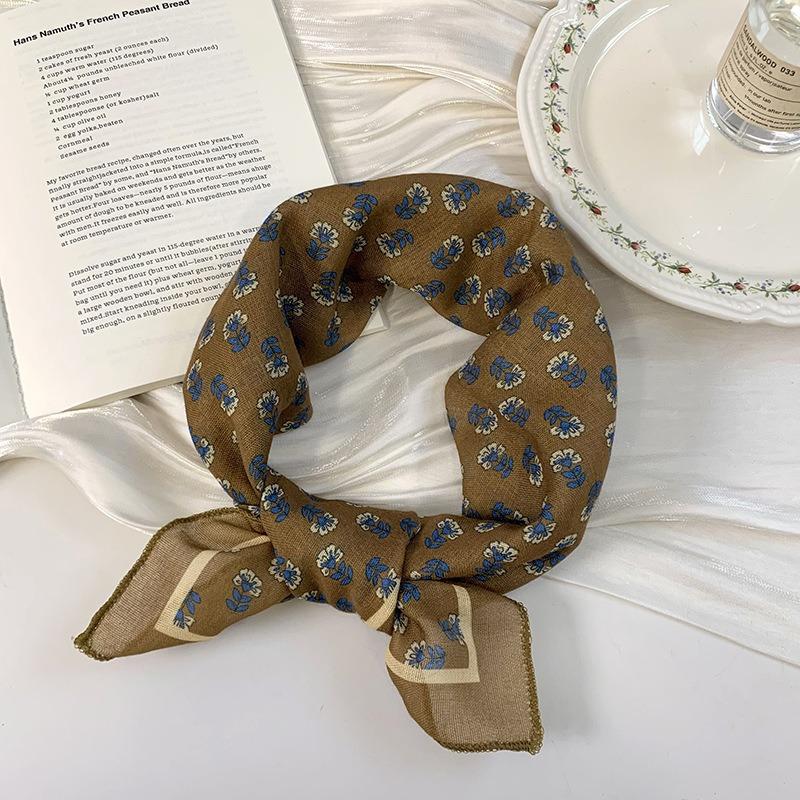Floral Headscarf Summer Women Pastoral Summer Photo Sunscreen Headscarf Decorative Small Scarf Silk Scarf Neck Small Square Scarf