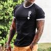 Men's Retro T-shirt Summer Men's 3D Striped Printed Short Sleeved Top