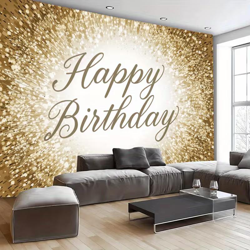 2D Gold Glitter Birthday Backdrop for 30th/40th/50th Milestone Celebrations