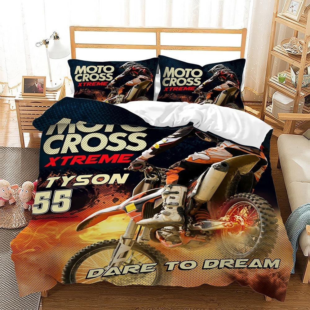 Комплект постельного белья с рисунком спортивной машины в 3D, мотоцикл, автомобиль, напечатанный на пуху, пододеяльник, наволочка, односпальная двуспальная кровать, украшение для дома, молодежный подарок