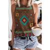 Women's Geometric Ethnic Style 3D Printed Sleeveless T-shirt, Street Clothing, Y2K Top, Shoulderless Tank Top, Sexy T-shirt