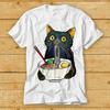 230 Gsm 100% Cotton Ramen Noodle Black Cat Foodie Lover Best Seller Gift Meme Tee T Shirt 2484