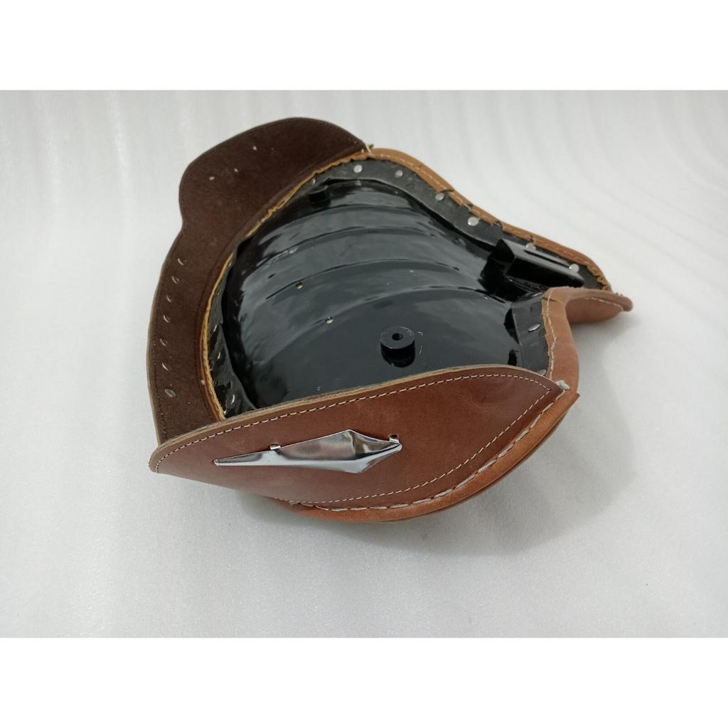 Solo Seat For Harley Tan Leather Skirt Knucklehead Panhead Shovel TC Bobber |Fit