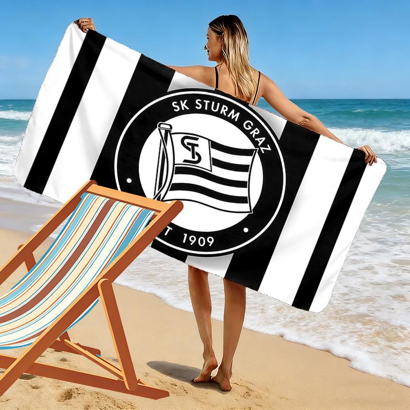 Пляжное полотенце SK Sturm Graz, Большое, Мягкое, Быстросохнущее, для Пляжа, Кемпинга, Плавания